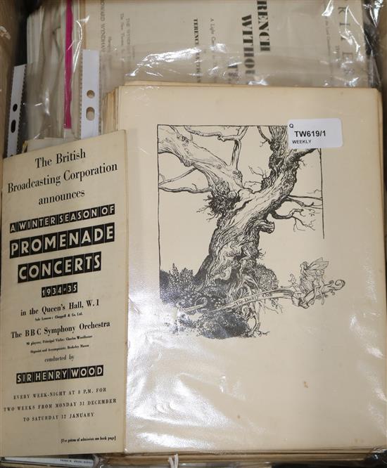 A large collection of programmes and leaflets relating to the performing arts, mainly 1930s and sundry other printed ephemera